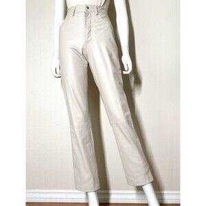 Patricia Wolf Leather Pants 2 Vintage Cream High Waist Straight Leg